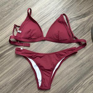 LuLu's Rhythm Plum Bikini Swim Suit NWOT (Medium Top, Small Bottom)